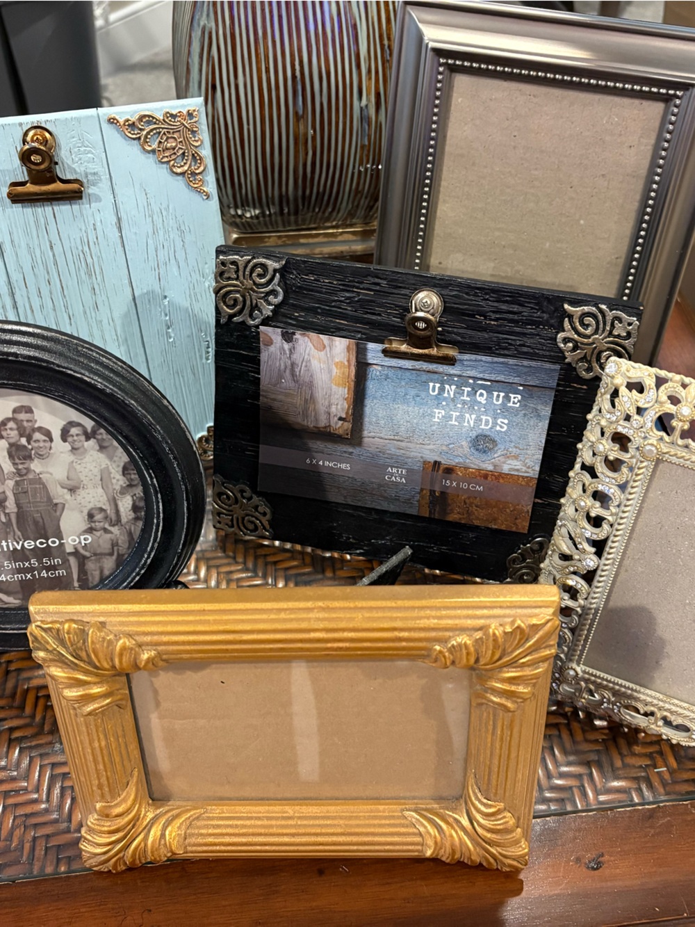 Assorted Decorative Picture Frames - Gold, Black, Silver, Blue, Brown